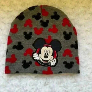 Disney Mickey Mouse Gray Winter Beanie Cap Stocking snow  Hat Size 2T-5T